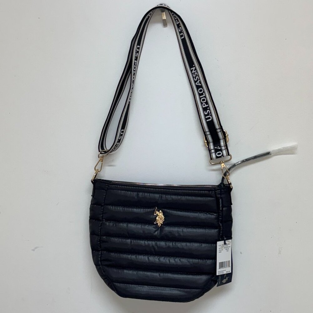 U.S. Polo Crossbody Bag Black with Red Lining